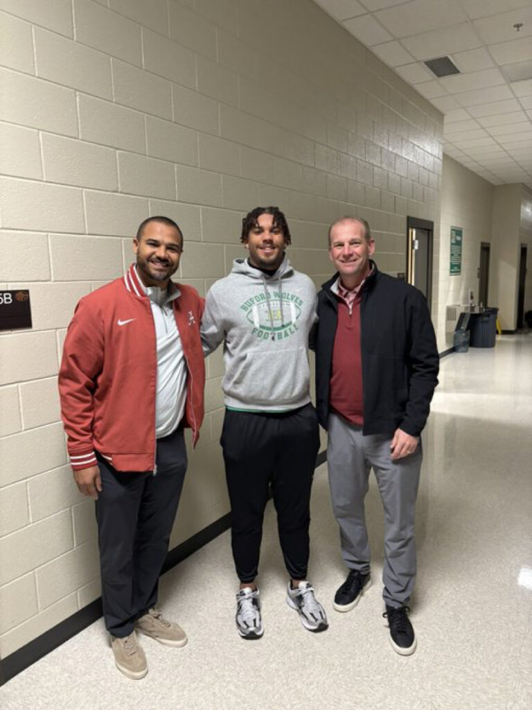 3 Star Defensive Lineman James Morrow with Alabama Coaching Staff